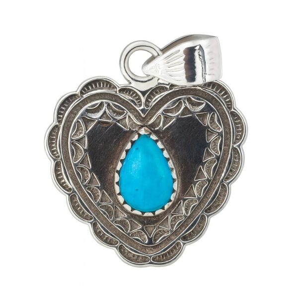 Kingman Turquoise 1.25″ 925 Sterling Silver Southwest Penadnt (REXT121-4)