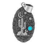 Kingman Turquoise 1.5″ 925 Sterling Silver Southwest Penadnt (REXT121-3)
