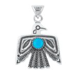 Kingman Turquoise 1.25″ 925 Sterling Silver Southwest Penadnt (REXT121-6)