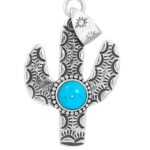 Cactus Kingman Turquoise 1.5″ 925 Sterling Silver Southwest Penadnt (REXT121-2)