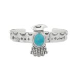 Kingman Turquoise 925 Sterling Silver Southwest Bangle (REXT120-8)