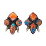 Pink Dahlia Turquoise 925 Sterling Silver Stud Earrings (REXT122-16)