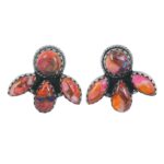 Pink Dahlia Turquoise 925 Sterling Silver Stud Earrings (REXT122-9)