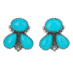 Kingman Turquoise 925 Sterling Silver Stud Earrings (REXT122-3)