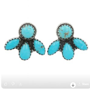 Kingman Turquoise 925 Sterling Silver Stud Earrings (REXT122-7)