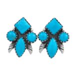 Kingman Turquoise 925 Sterling Silver Stud Earrings (REXT122-13)