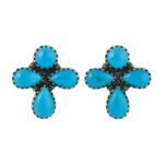 Kingman Turquoise 925 Sterling Silver Stud Earrings (REXT122-18)