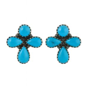 Kingman Turquoise 925 Sterling Silver Stud Earrings (REXT122-18)