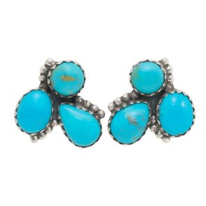 Kingman Turquoise 925 Sterling Silver Stud Earrings (REXT122-35)