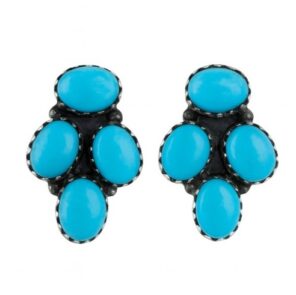 Kingman Turquoise 925 Sterling Silver Stud Earrings (REXT122-30)
