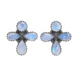 Rainbow Moonstone 925 Sterling Silver Stud Earrings (REXT122-20)