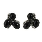 Black Onyx 925 Sterling Silver Stud Earrings (REXT122-33)