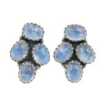 Rainbow Moonstone 925 Sterling Silver Stud Earrings (REXT122-31)