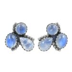 Rainbow Moonstone 925 Sterling Silver Stud Earrings (REXT122-32)