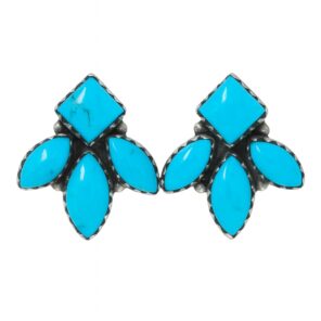 Kingman Turquoise 925 Sterling Silver Stud Earrings (REXT122-26)