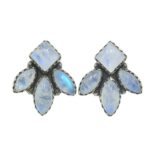 Rainbow Moonstone 925 Sterling Silver Stud Earrings (REXT122-24)