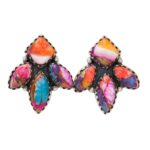 Pink Dahlia Turquoise 925 Sterling Silver Stud Earrings (REXT122-22)