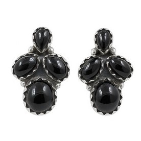 Black Onyx 925 Sterling Silver Stud Earrings (REXT122-38)