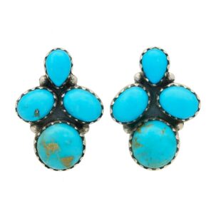 Kingman Turquoise 925 Sterling Silver Stud Earrings (REXT122-39)