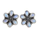 Rainbow Moonstone 925 Sterling Silver Stud Earrings (REXT122-42)