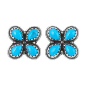 Kingman Turquoise 925 Sterling Silver Stud Earrings (REXT123-3)