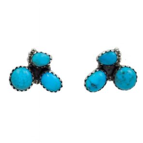 Kingman Turquoise 925 Sterling Silver Stud Earrings (REXT122-48)