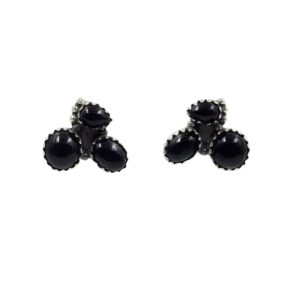 Black Onyx 925 Sterling Silver Stud Earrings (REXT122-50)