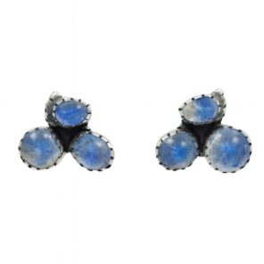 Rainbow Moonstone 925 Sterling Silver Stud Earrings (REXT122-49)