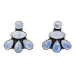 Rainbow Moonstone 925 Sterling Silver Stud Earrings (REXT123-20)