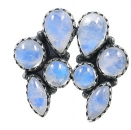 Rainbow Moonstone 925 Sterling Silver Stud Earrings (REXT123-6)