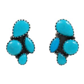 Kingman Turquoise 925 Sterling Silver Stud Earrings (REXT123-22)