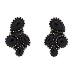 Black Onyx 925 Sterling Silver Stud Earrings (REXT123-21)