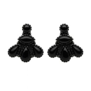 Black Onyx 925 Sterling Silver Stud Earrings (REXT123-17)