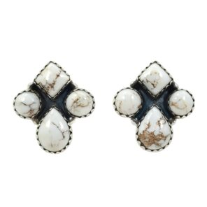 Wild Horse Jasper 925 Sterling Silver Stud Earrings (REXT123-11)