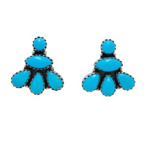 Kingman Turquoise 925 Sterling Silver Stud Earrings (REXT123-16)