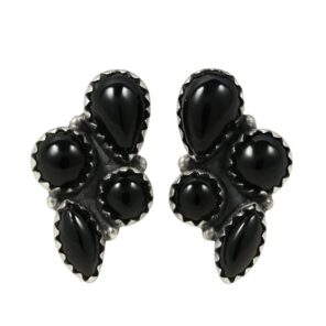 Black Onyx 925 Sterling Silver Stud Earrings (REXT123-7)