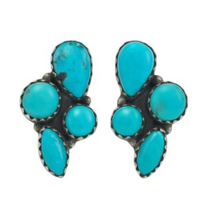 Kingman Turquoise 925 Sterling Silver Stud Earrings (REXT123-8)