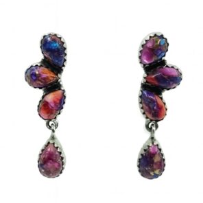 Pink Dahlia Turquoise 925 Sterling Silver Stud Earrings (REXT123-28)