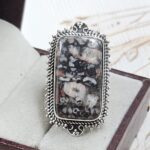 Leopard Skin Jasper Size US 9 925 Sterling Silver Ring (REXT19-215)