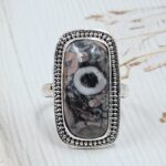 Leopard Skin Jasper Size US 9 925 Sterling Silver Ring (REXT19-216)