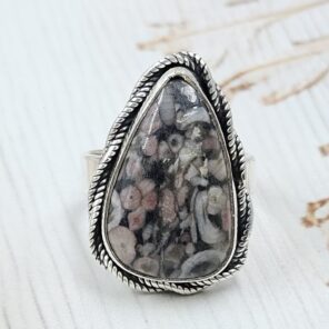 Leopard Skin Jasper Size US 6 925 Sterling Silver Ring (REXT19-217)