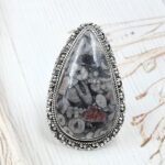 Leopard Skin Jasper Size US 10 925 Sterling Silver Ring (REXT19-212)