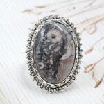 Leopard Skin Jasper Size US 10 925 Sterling Silver Ring (REXT19-210)