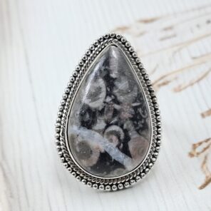 Leopard Skin Jasper Size US 9 925 Sterling Silver Ring (REXT19-209)