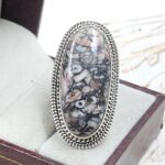 Leopard Skin Jasper Size US 9 925 Sterling Silver Ring (REXT19-208)