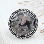 Leopard Skin Jasper Size US 9 925 Sterling Silver Ring (REXT19-205)