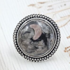 Leopard Skin Jasper Size US 9 925 Sterling Silver Ring (REXT19-205)
