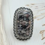 Leopard Skin Jasper Size US 10 925 Sterling Silver Ring (REXT19-204)