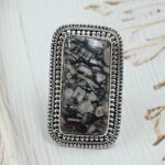 Leopard Skin Jasper Size US 7 925 Sterling Silver Ring (REXT19-203)