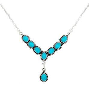 Kingman Turquoise 18″ 925 Sterling Silver Necklace (REXT61-157)